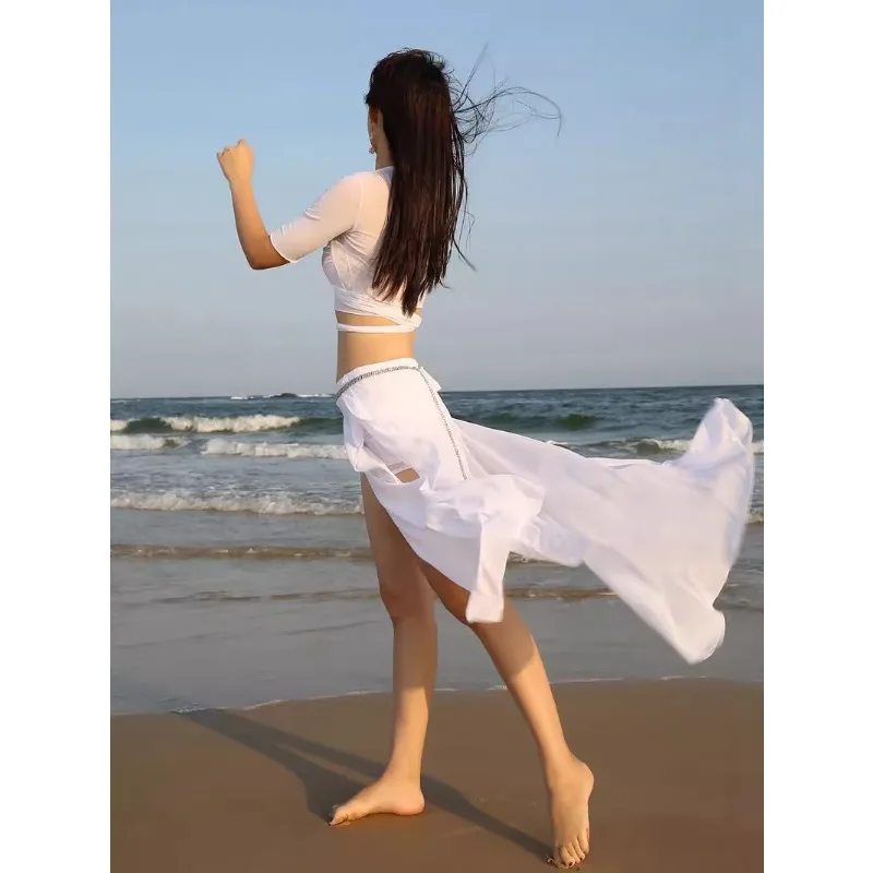 Trajes de dança do ventre personalizados para mulheres menina conjunto grupo traje pétala topos saia longa desempenho traje prática classe vestido