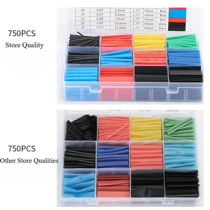 127Pcs-800Pcs Color heat shrink tubing box insulating sleeve set combination wiring artifact