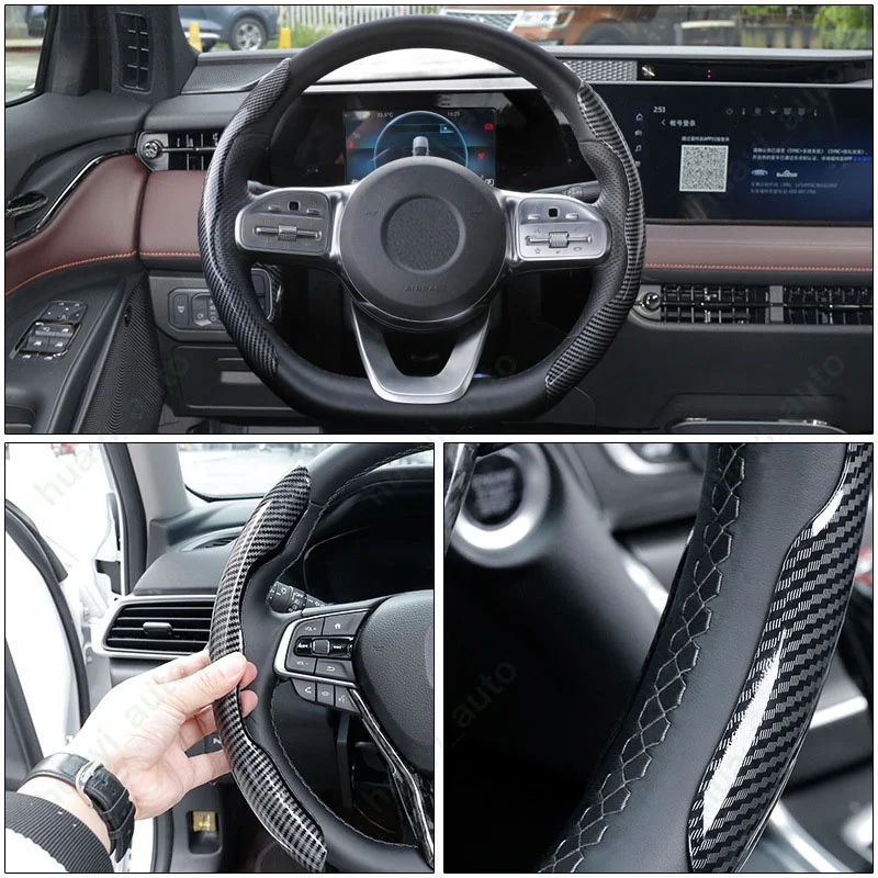 Car Carbon Fiber Steering Wheel Cover For Toyota GR Sport Gazoo Racing Anti Slip Car Steering Wheel Protector Cover Accessories