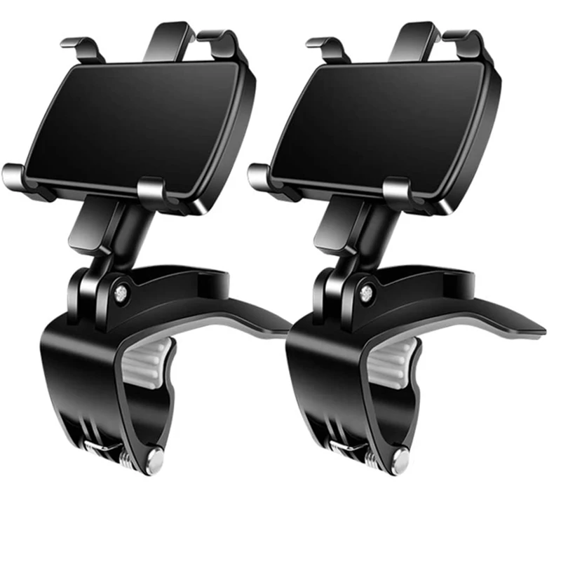 2 Pack Car Phone Mount, Cell Phone Holder For Car 360 Degree Rotation Dashboard Clip Mount Holder For 4 Inch-7 Inch