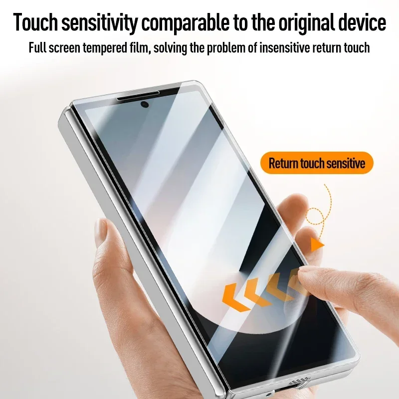 For Samsung Galaxy Z Fold 6 Case Magnetic Electroplated Hard PC Folding Hinge Lens Kickstand Cover With Tempered Glass
