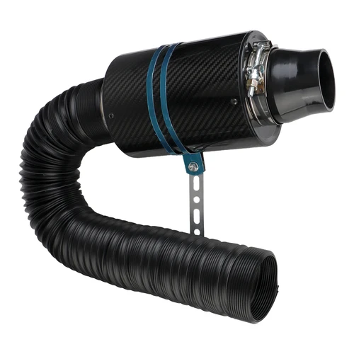 Imagen 2 del producto Filtro de aire frío de fibra de carbono para coche, entrada cerrada, caja de filtro de admisión de fibra de inducción, Kit de manguera de tubo Universal, 1 Juego