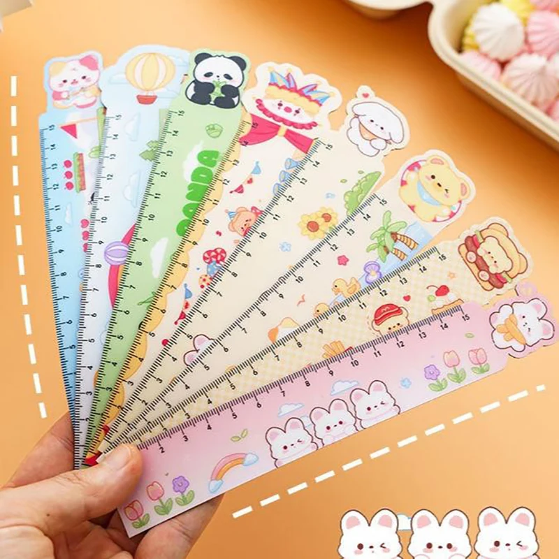 Funny Cartoon Animal Ruler School Supplies Cute 15cm Drawing Tool Kawaii Stationery Rules Multi Functional Magnetic Soft Rules