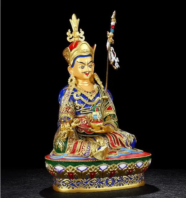 High grade Color painting gilding buddha statue Talisman Family protection Buddhism Padmakara Guru Rinpoche buddha statue