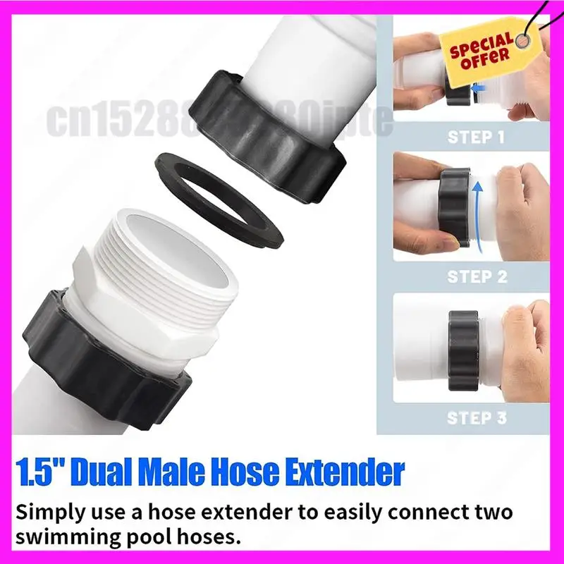 -ABUB 2Pcs 1.5Inch To 1.5Inch Pool Hose Connector - Pool Hose Adapter For Above Ground Swimming Pool Hose And Filter Pumps