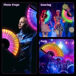 Glow Folding Led Fan Dancing Light Fan Night Show Halloween Rave Festival Accessorie Glow In The Dark Party Supplies Dj Bar Club