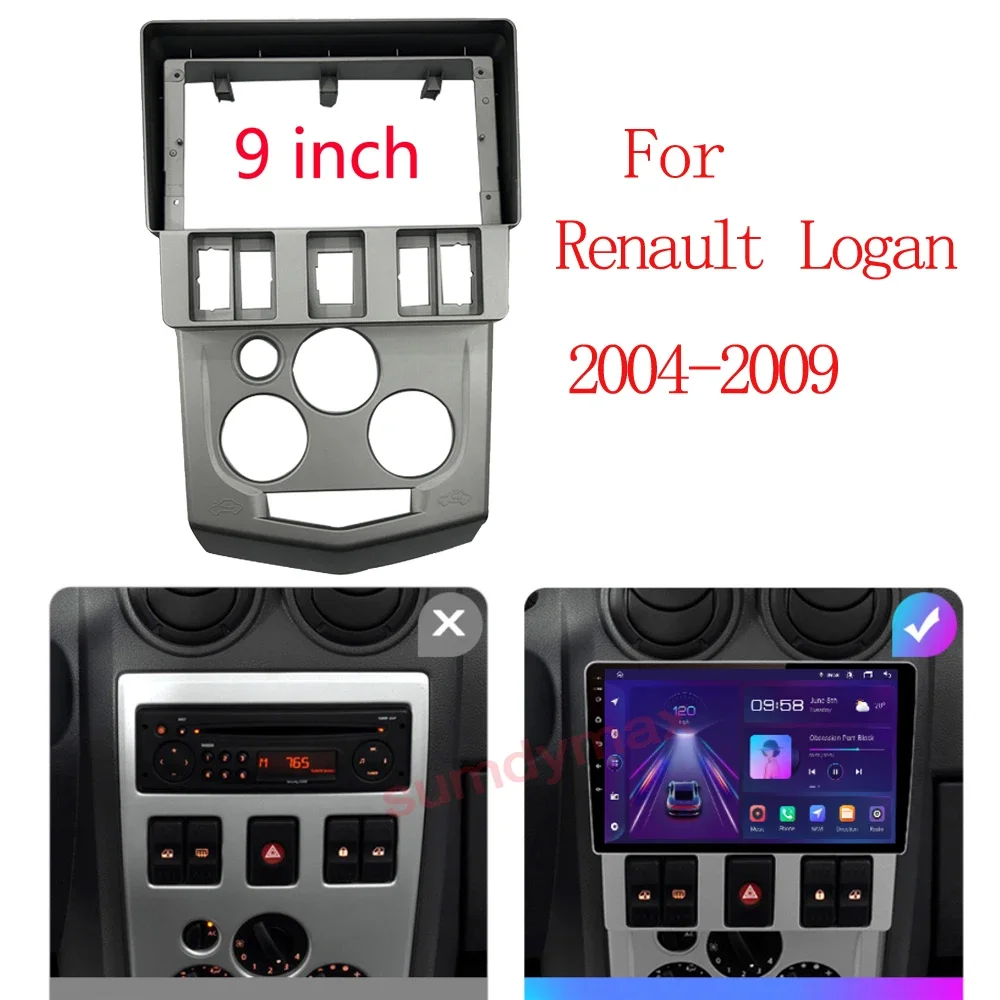 

9 INCH Radio Frame for Renault Logan Dacia Logan 2004-2007 Install Surround Panel Face Plate Dash Mount Trim Kit Audio Fascias