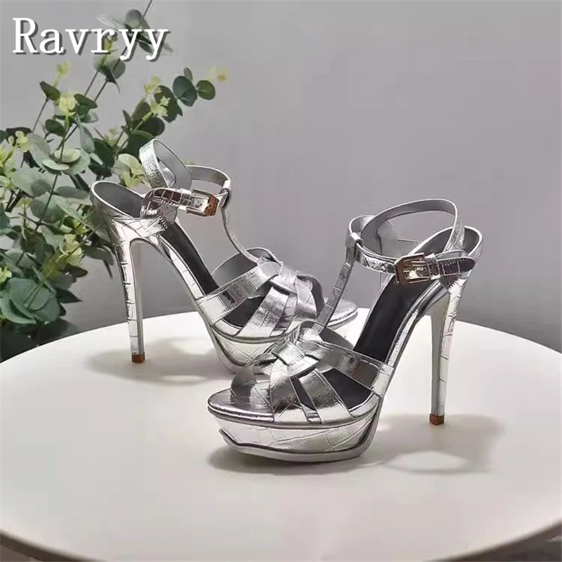 Designer Platform Super High Heels Sandals Women Summer New Open Toe Buckle Ankle Strap Stiletto Wedding Party Shoes