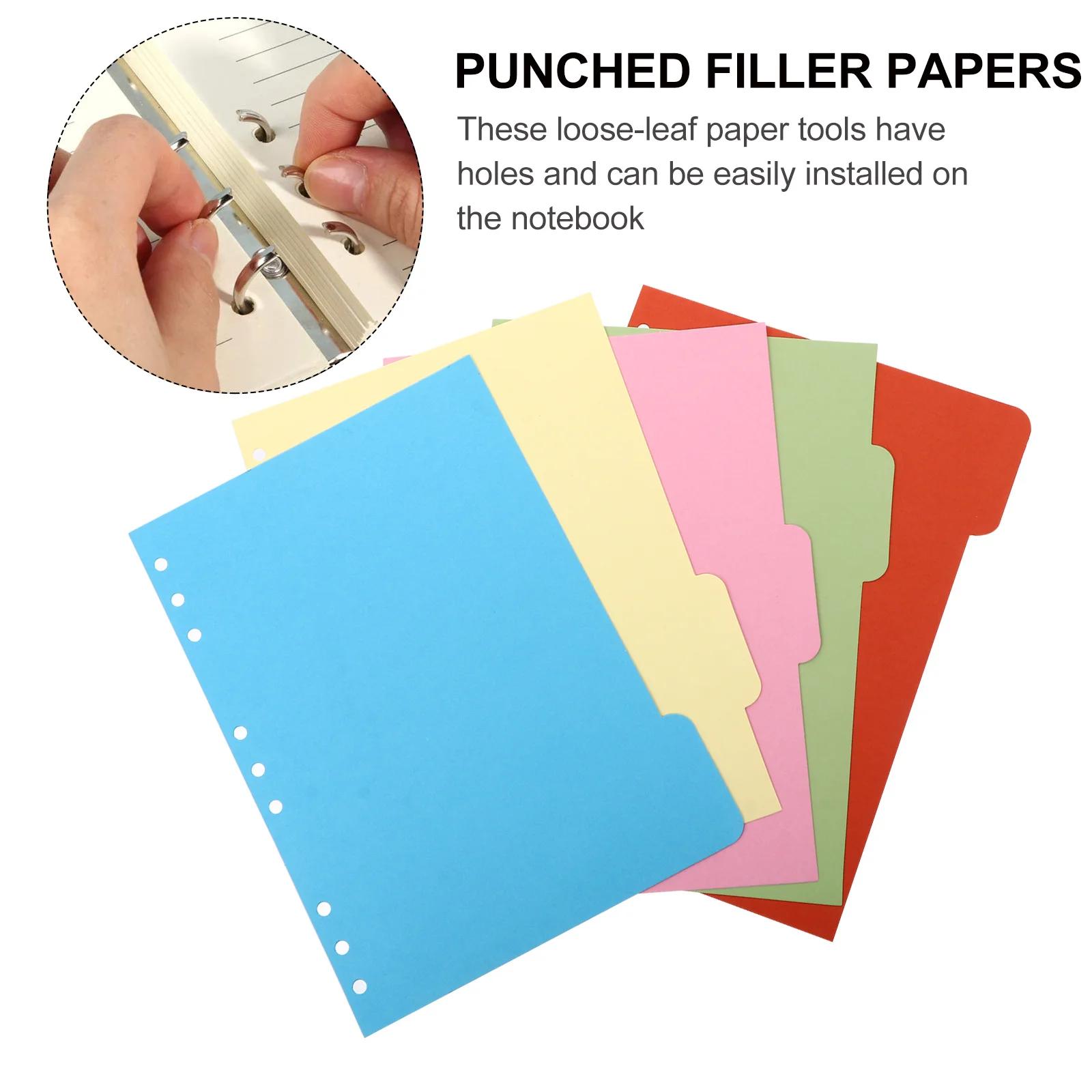 

5Sets Useful Notebook Replacement Core Papers Easy Install Bright Colors Long-Lasting Writing Paper for Students Home