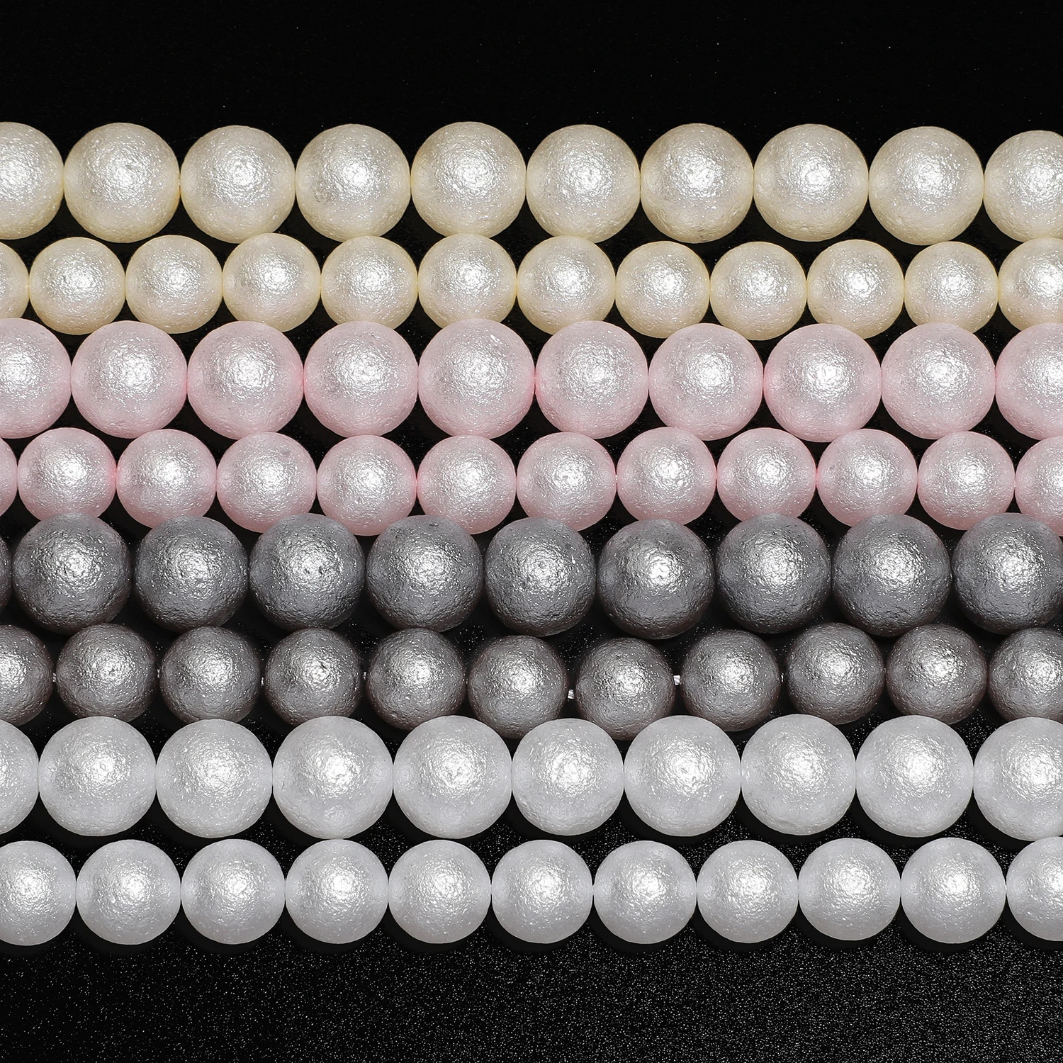 4-12mm Wrinkled Imitation Pearls Glass Beads White Pink Round Loose Beads For Jewelry Making DIY Necklace Bracelets Accessories