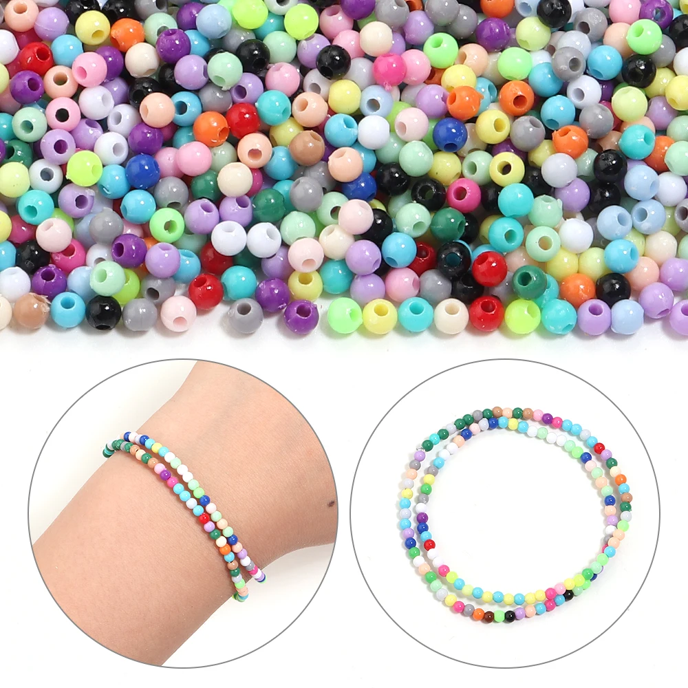 

2000pcs/lot 3mm Acrylic Beads Mini Round Color Spacer Seed Bead for Making DIY Jewelry Bracelet Necklace Handcraft Accessories