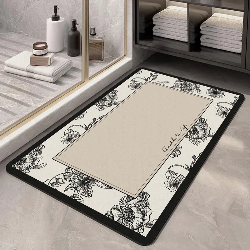 Bathroom Mat Rug Bath Mat Water Absorbent Non-Slip Quick Dry Bath Mats for Bathtub Shower Room Ideal Supplies Home Decor