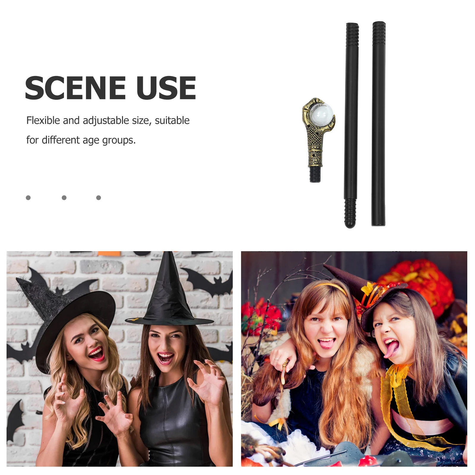 

Golden Plastic Halloween Walking Cane Prop Punk Claw Design Costume Accessory Decorative Dress Party Scepter Cosplay Ornament