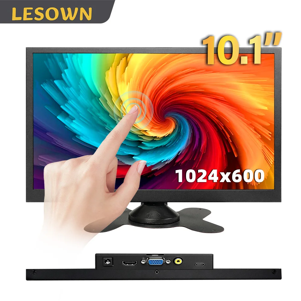 

Дополнительный экран LESOWN 10,1 дюйма IPS LCD монитор с сенсорным/безсенсорным управлением, 1024x600, с VGA, HDMI, AV для ТВ, ПК, ноутбука, дополнительный экран