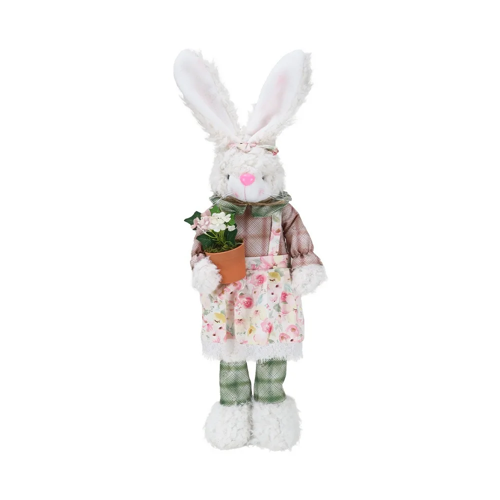 

Large Easter Bunny Doll Cute Long Leg Rabbit Doll Ornaments Standing Cartoon Merry Easter Decoration Home Party Decorations