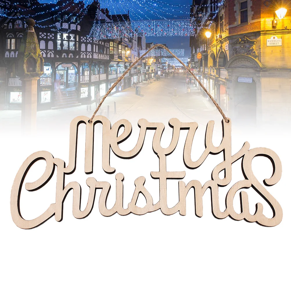 

2 Christmas Wooden Hollow Out Merry Door Hanging Ornaments Christmas Tree Decor Holiday Season Decor Door Hanging Ornaments