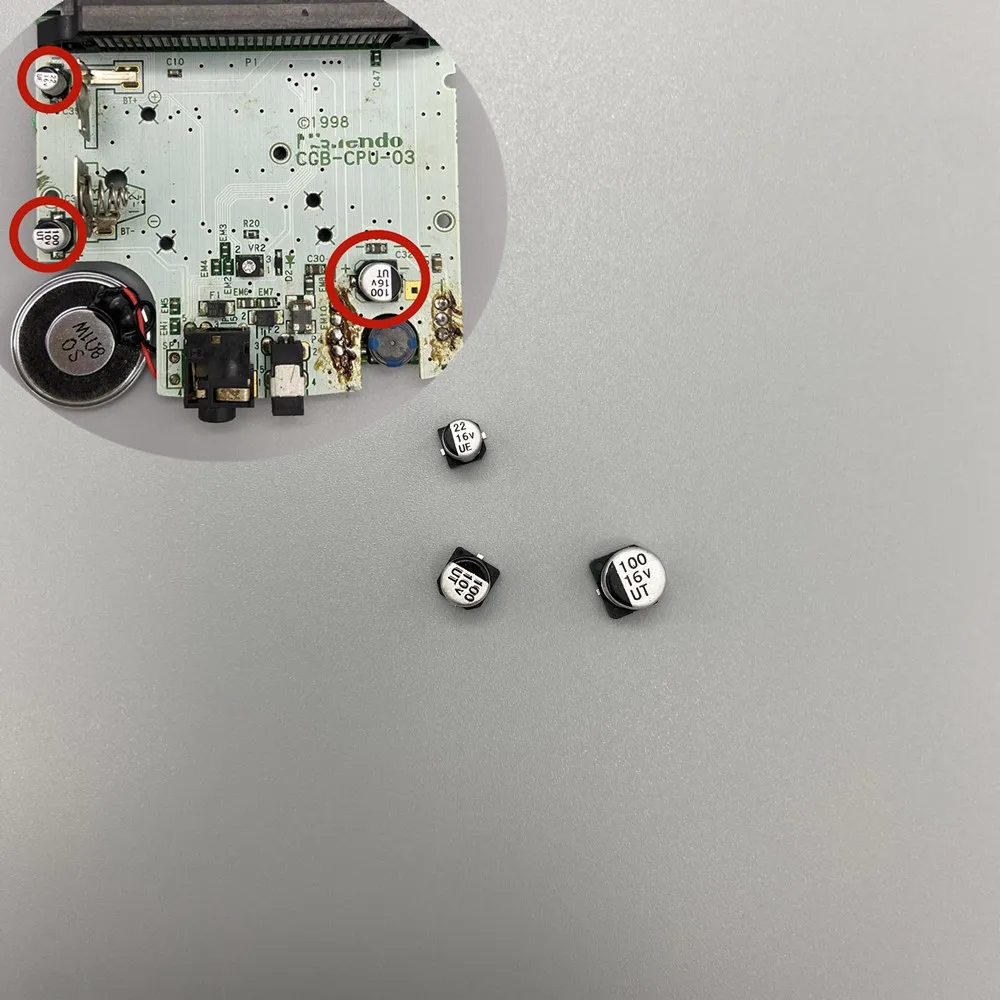 The capacitor for Gameboy COLOR GBC