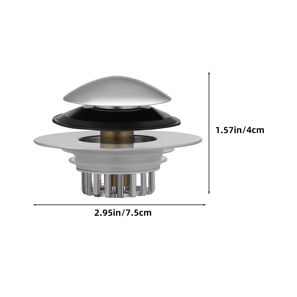 Brass Copper Bathtub Drain Stopper Press Type Universal Tub Stopper Smooth Spring Drainage Anti-Clog Hair Catcher for Bathroom