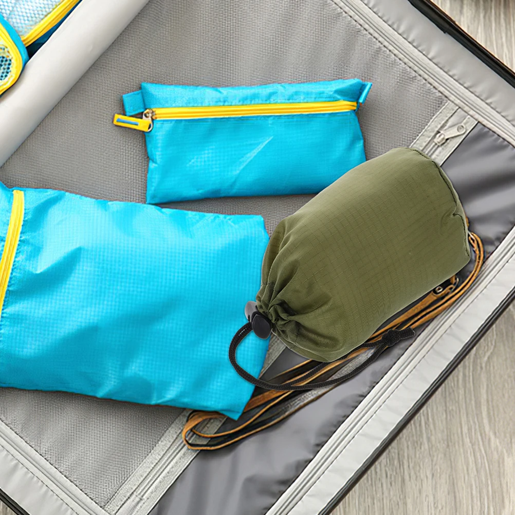 

2pcs Outdoor Raincoat Storage Bag Compact Lightweight Nylon Drawstring Foldable Travel Camping Pouch Waterproof Portable