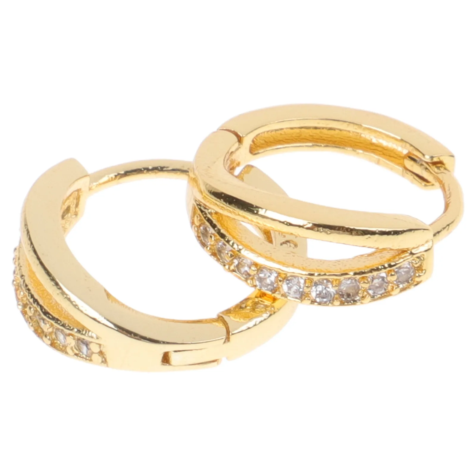 

1 Pair Gold Plated Hoop For Women Rhinestone Lightweight Circular Dangling Drop Earrings Daily Wear Festival Party Chic Fashion