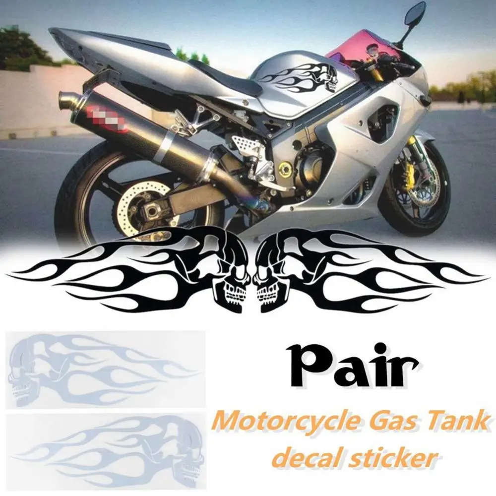 Sticker Decal Universal 2019 New Stylish creative 2Pcs Motorcycle Gas Fuel Oil Tank Skull Flame Badge New hot sale