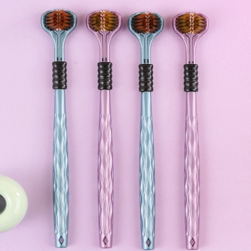 Random Color 3-Sided Toothbrush for Comprehensive Cleaning | Ideal Angle Design | Raised Tongue Coating Brush | Soft Bristles