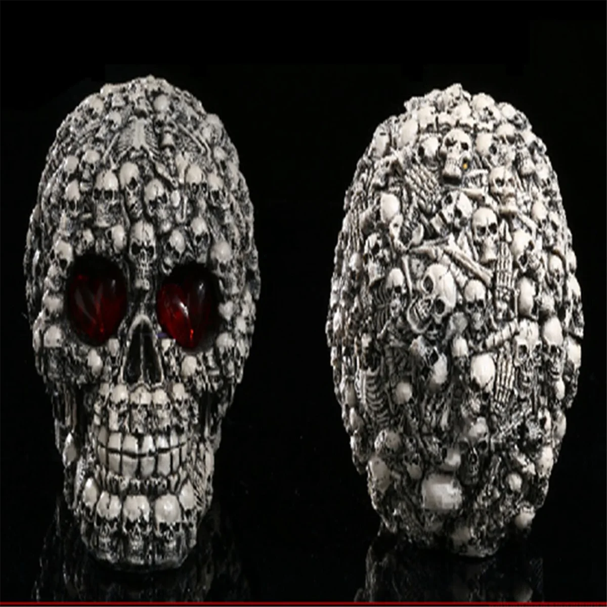 2025年+ ハンドメイド LEDアイ レジン スカルヘッド スタチュー スカル フィギュア 彫刻 ホームデコレーション クラフト ハロウィンデコレーション ギフト