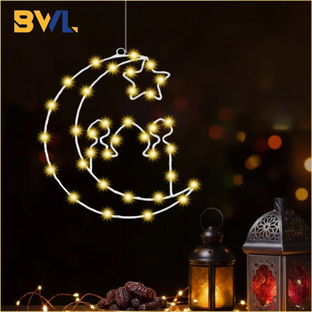 

Ид Звезда Луна Дворец Окно Лампа для Рамадана Декор Вечеринки Домашняя Атмосфера Освещение Исламское Праздничное Украшение