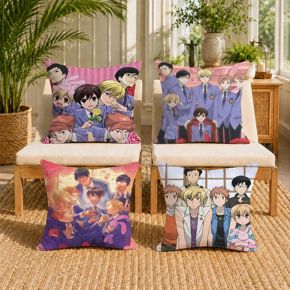 Anime O-Ouran High School Host Club Cushion Cover Short Plush Pillow Case Wrinkle-Resistant Machine-Washable For Easy Care