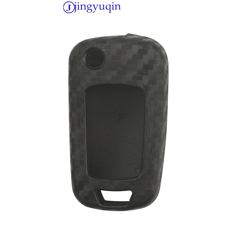 jingyuqin Carbon Silicone Key Case Cover For Chevrolet For Buick for Cruze Aveo Trax Opel Astra Corsa Meriva Zafira Antara J