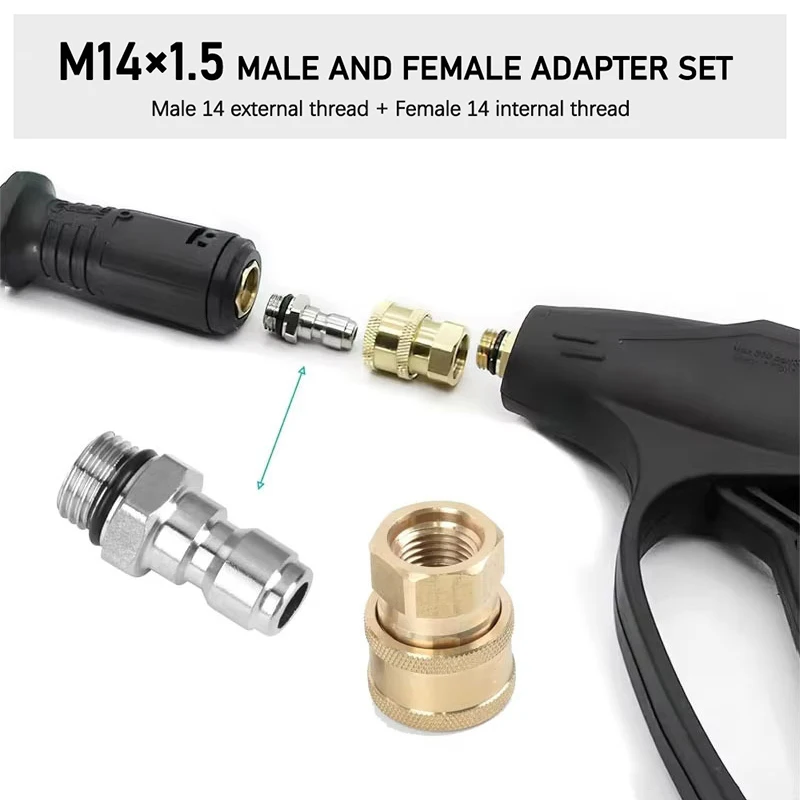 

High Pressure Washer Connector 1/4 Inch Quick Connect & Disconnect Socket With M14 Thread Male & Female Adaptor