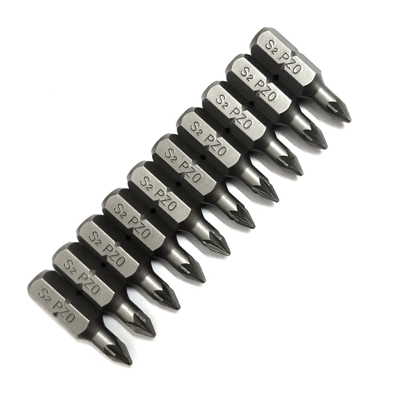10 Buah Pozi PZ0 PZ1 PZ2 PZ3 Ujung Obeng Bit 1/4 "25Mm Obeng Bit Bor Betis Hex untuk Alat Perbaikan Rumah Tangga Daya