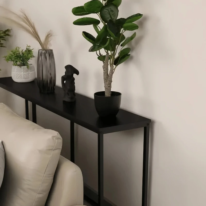 إطار خلفي للأريكة من الخشب الصلب الضيق للغاية وطاولة بجانب السرير - رف تخزين على الحائط، أثاث شق مثبت على الأرض إلى الحائط