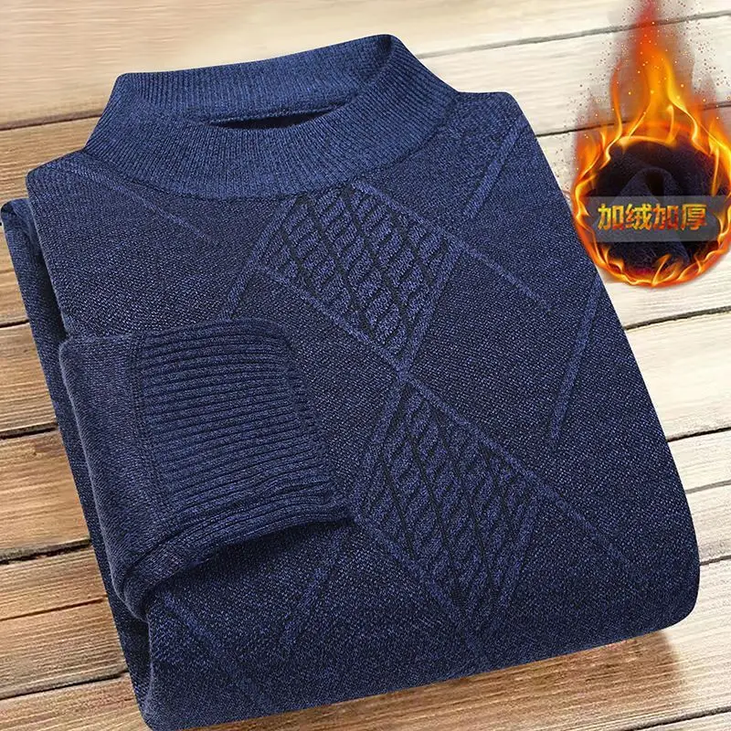 Herbst Winter Warme Pullover Männer Pullover Fleece Dicken Strick Jumper Runde Hälse Lange Ärmel Lässige Strickwaren Pullover Männer