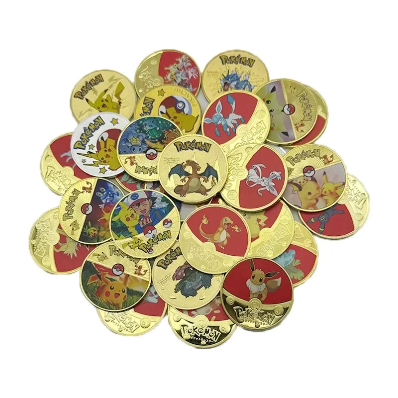 

Pokemon Anime Gold Plated Gold Coin Game Commemorative Coin Pikachu Mewtwo Charizard Gold Coin Game Collection childrens gift