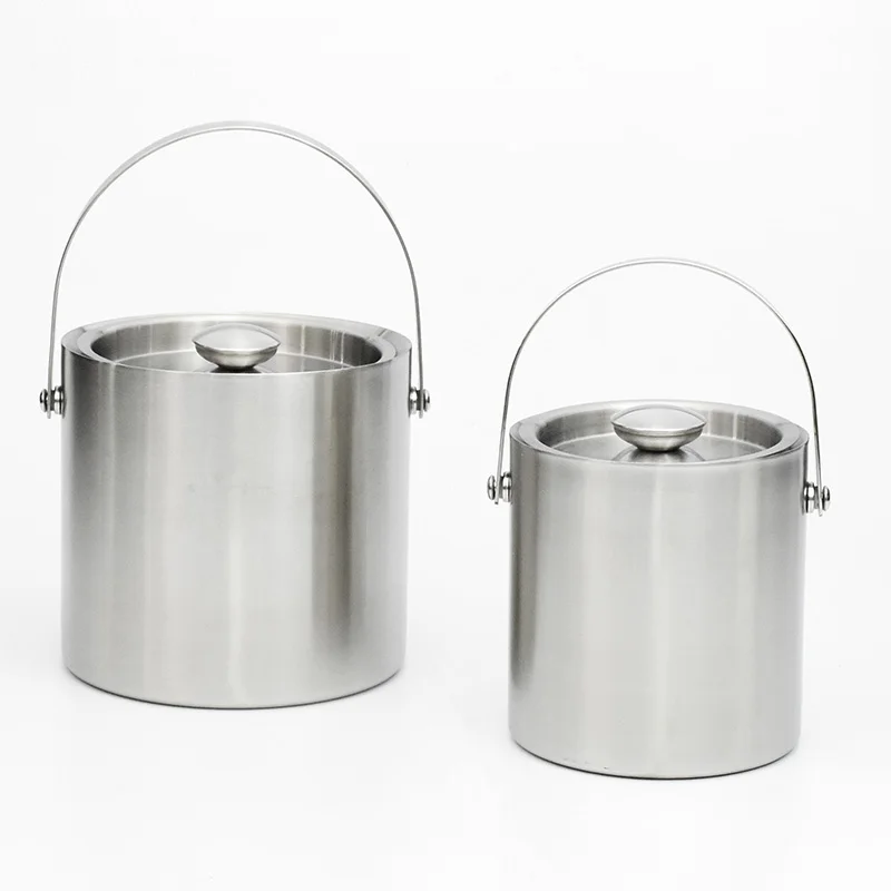 201 stainless steel wine chiller double deck insulation cooler ice bucket with lid