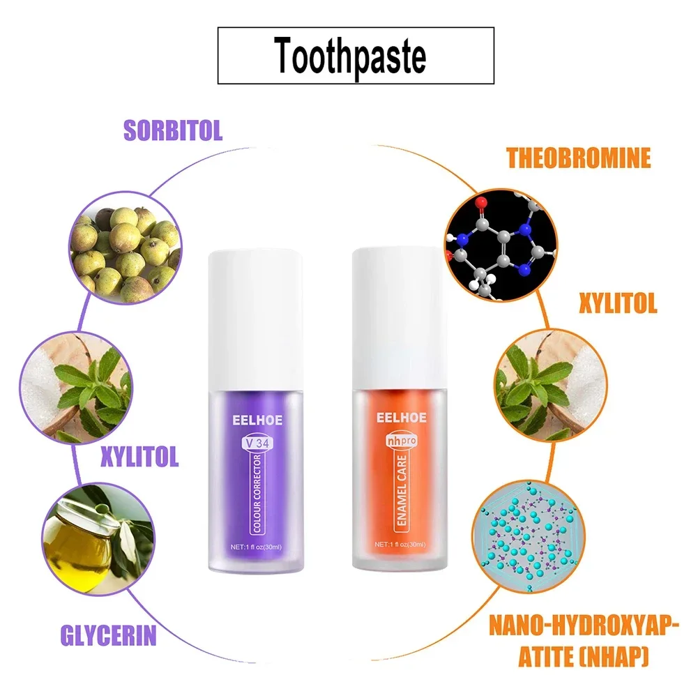 3/5Pcs V34 Teeth Whitening Mousse Color Corrector Essence Pen Oral Hygiene Tooth Cleaning Fresh Breath Stain Remove Toothpaste