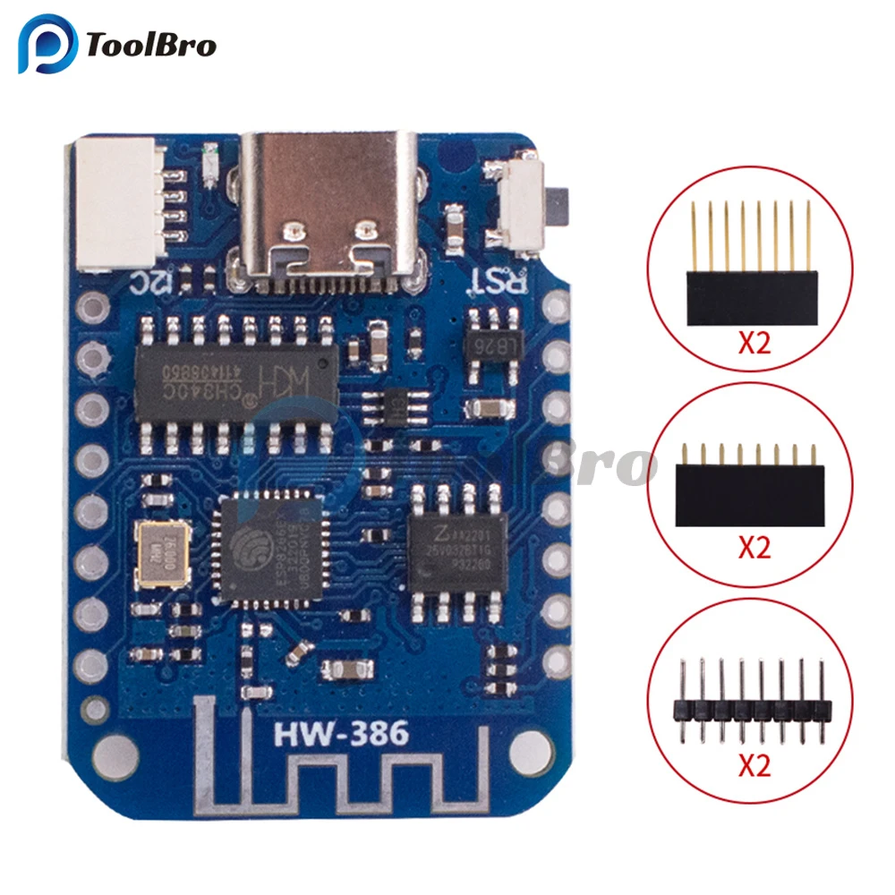 Wemos D1 Mini V4.0.0 TYPE-C USB C Wifi Development Board Internet of Things ESP8266 4MB for Arduino MicroPython Nodemcu