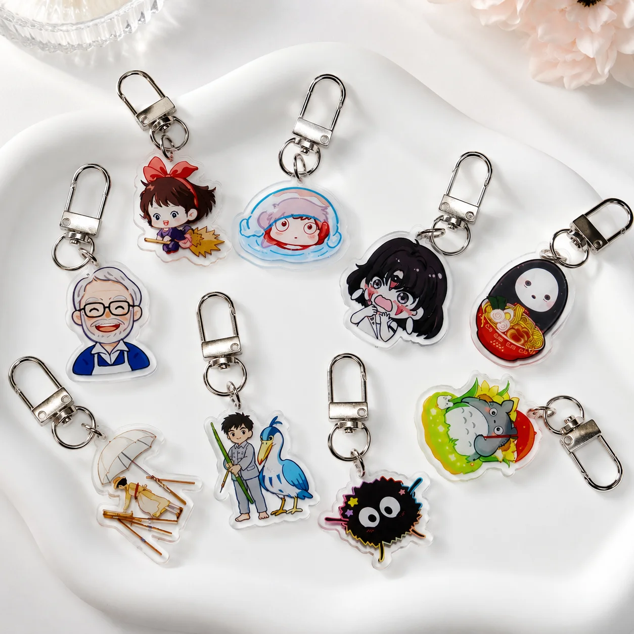 Anime Acrylic Keychain Cute Cartoon Character Pendant Key Ring Bag Backpack Charm Gift Kawaii Collectible Accessory