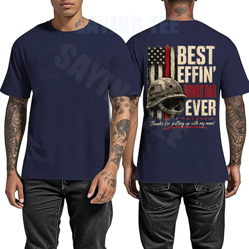 Bestes Effin Bonus Dad Ever Retro Patriotisches Stiefvater-T-Shirt Y2k US-Flaggen-Grafik Herrenbekleidung Ehemann Neuheit Geschenk Baumwollkleidung – Detail 9