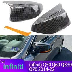 For Infiniti Q50 Q60 QX30 Q70 2014-2022 High Quality Bright Black Rear View Door Wing Side Mirror Cover Caps Shell Case