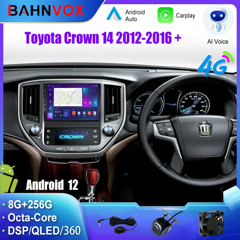 

9'' Android 12.0 Car Radio for Toyota Crown 14 2012-2016 GPS Navigation Multimedia Player Carplay Stereo Head Unit