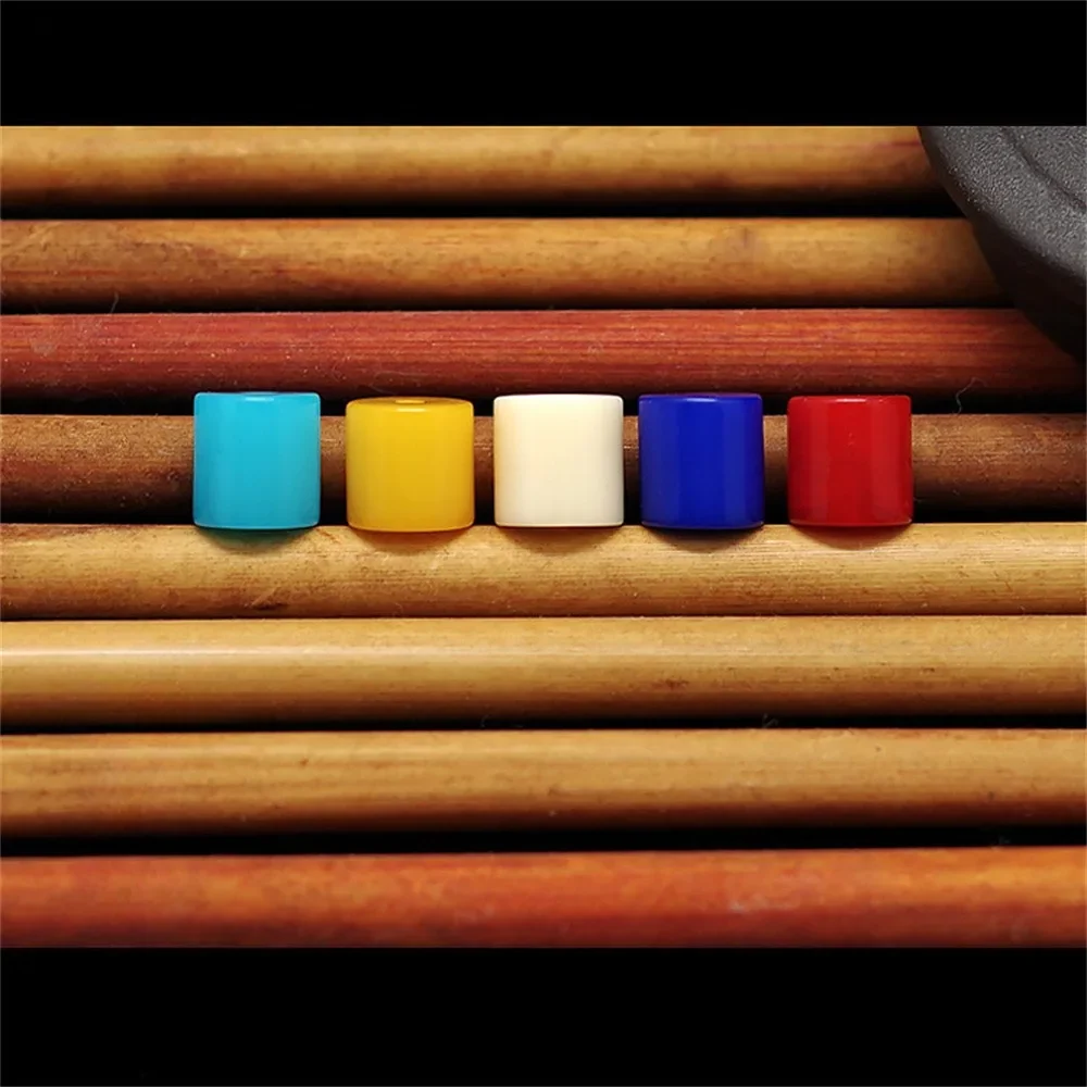 Hot Sale 6x6mm Cylinder Ivory Resin Imitation Amber Beeswax Loose Beads for Jewelry Making DIY Women Bracelet Necklace Key Chain