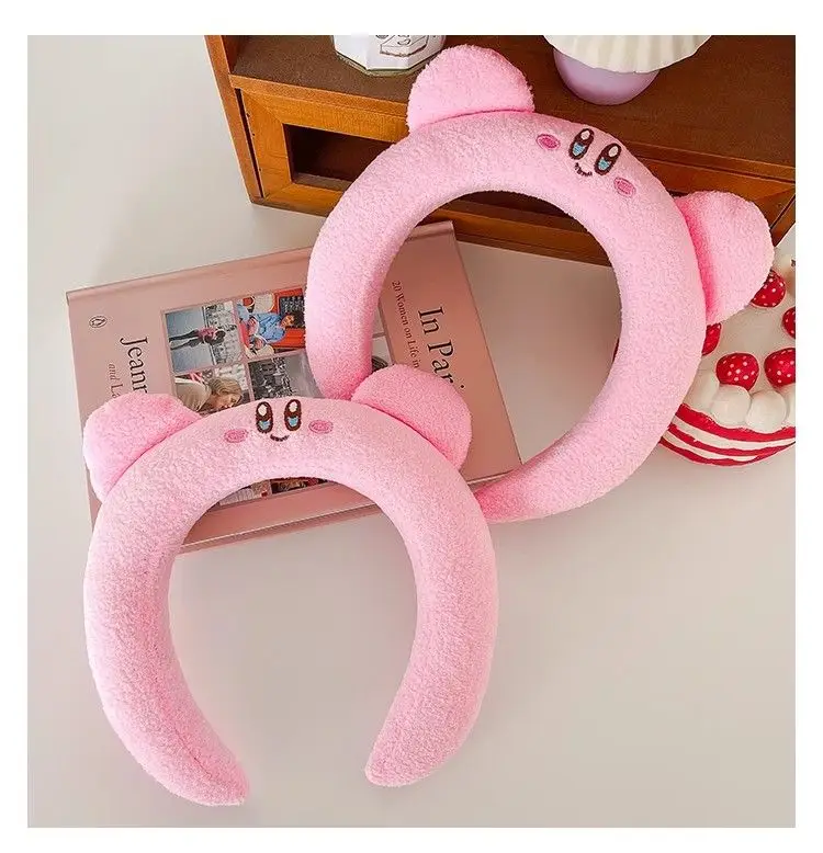Lovely Pink Kirby Plush Hair Hoop Cartoon Daily Washing Face Headband Girls Photo Shooting Decor Hair Ornament view 5