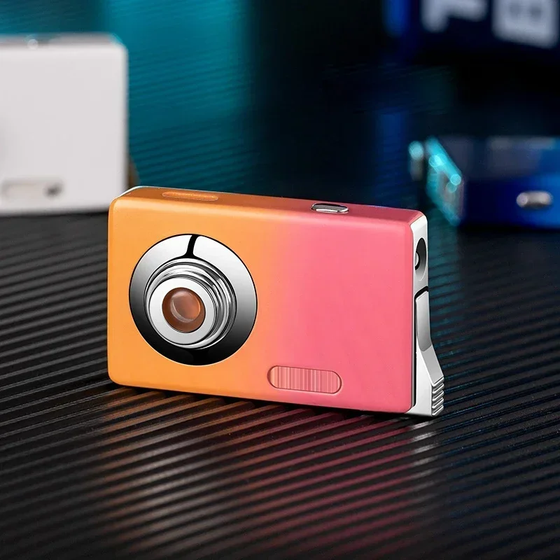 2025 Creative Metal Windproof Lighter Camera shaped LED Lighting Butane Gas Lighter Red Flame Jet Lighter Smoking Accessories - Image 6