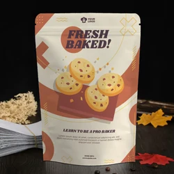 주문 로고 백색 Kraft 종이 쿠키 건빵 사탕 부대 서 있는 지퍼 잠금 낮은 글루텐 가루 봉인된 부대