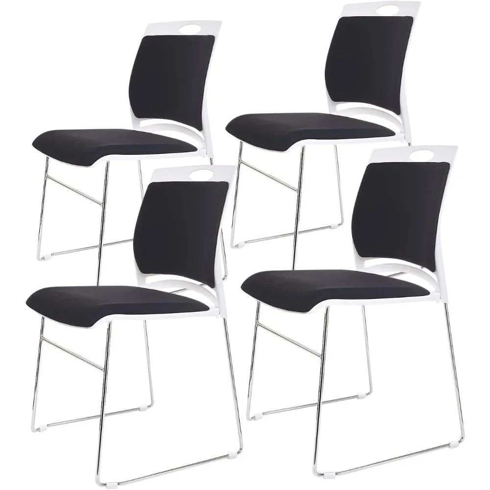 

Stacking Chairs Set Black Stackable Home Office Guest Chair Set with Padded Seat and Back,Lobby Chairs Waiting Room Reception