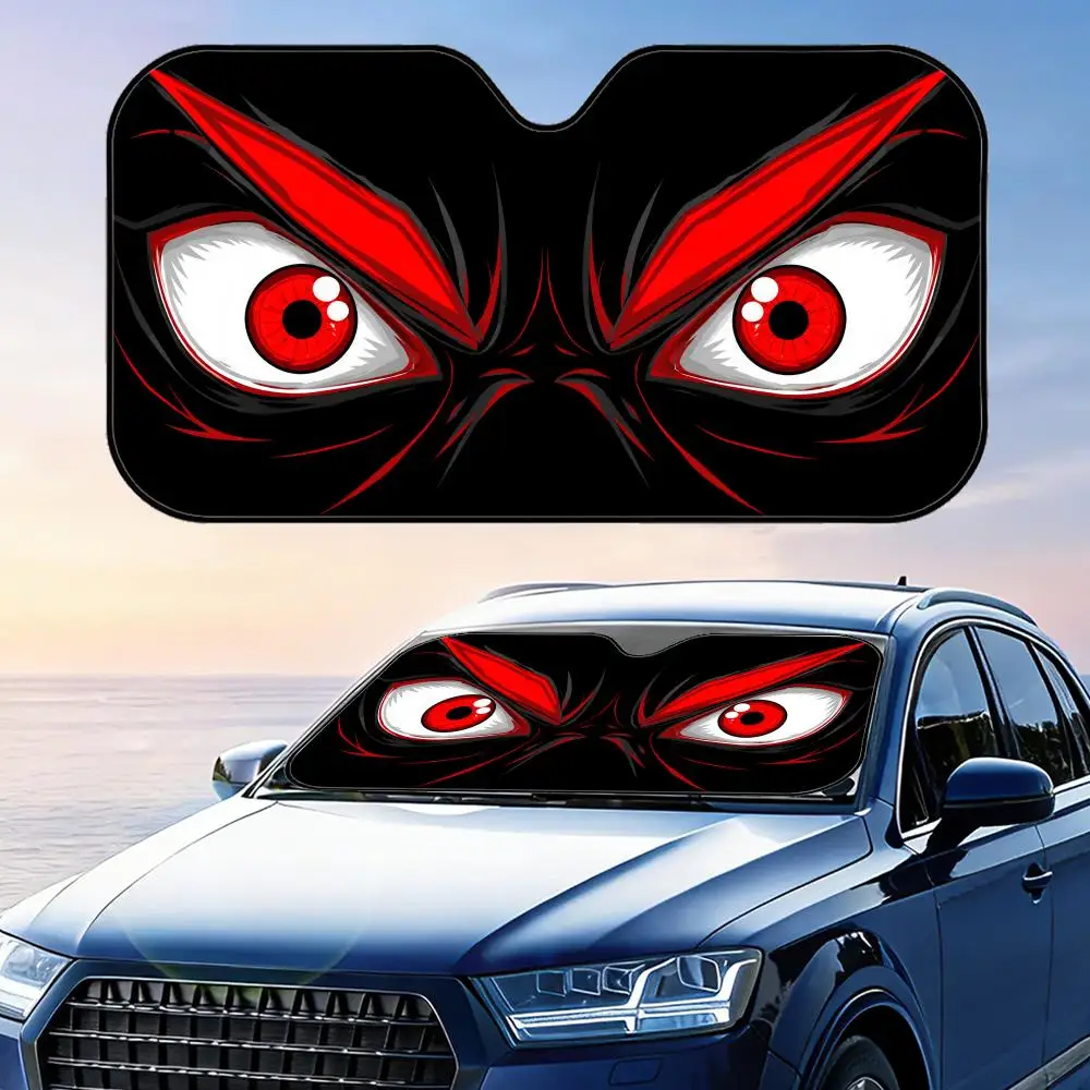 

Red Angry Eyes Art Pattern Sun Visor Car Front Windshield Sun Shade Foldable Reflective UV Protection Heat Insulation Cover