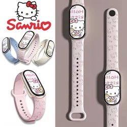 Sanrio Hello Kitty Watch Strap for Xiaomi Mi Band 8 7 6 5 4 3 Wristband Silicone Bracelet Smartwatch Accessories Birthday Gift