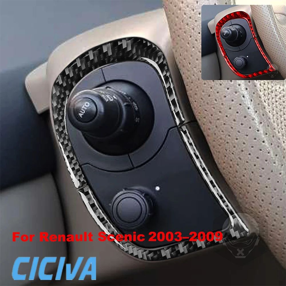 For Renault Scenic 2003 2004 2005 2006 2007 2008 2009 Soft Real Carbon Fiber Left Right Steering Wheel Trim 4-Piece Set